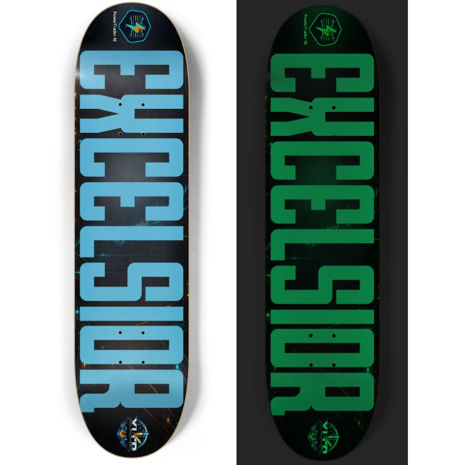 powertrader xlcr excelsior modern style 8.25" skateboard deck (glow in the dark)